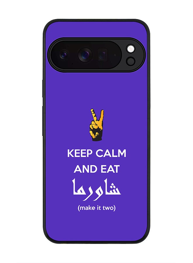 For Google Pixel 10 Pro Case,Slim fit Camera Protection, Shockproof Thin Phone cover  - Keep Calm And Eat Shawarma (Blue)